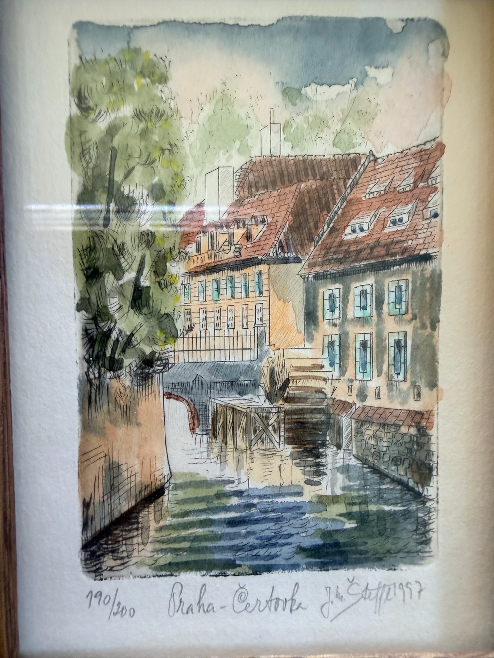 Praha Prague Art Print from Charles Bridge 190/200 signed J.M. Steffe 1997